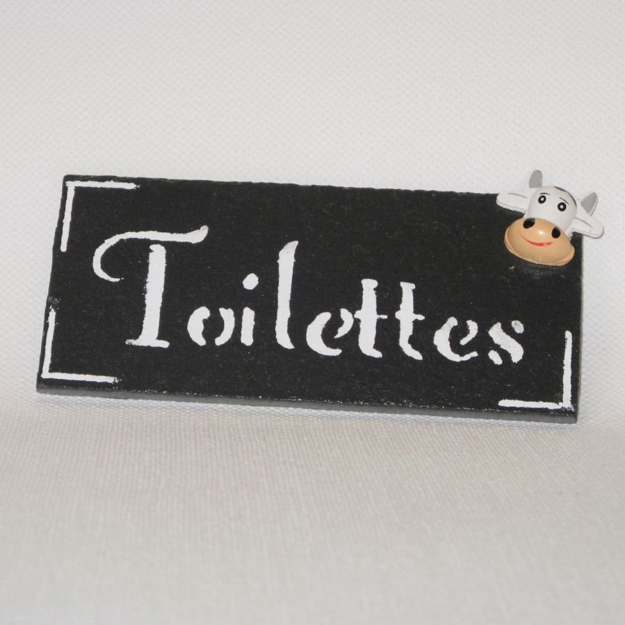 plaque de porte pour toilettes déco vache, création artisanale