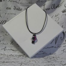 Pendentif Moderne pour Femme, Création en Ardoise et Email Violet et Argent pailleté, Création Unique