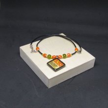 Collana di ardesia arancione e verde per donna, creazione unica