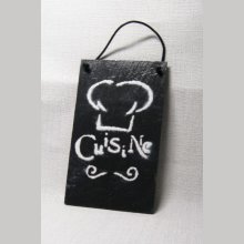 Plaque de Porte Déco "CUISINE" en Ardoise et Email, Création Originale