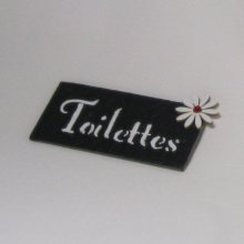 Cartello per la porta della toilette in ardesia con lettere smaltate, da posizionare senza fori, creazione originale