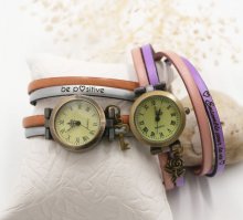 orologio con cinturino in pelle bicolore