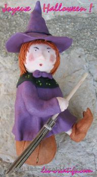 statuetta di strega di Hallowwen in Fimo