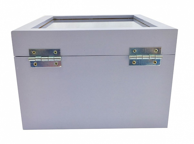 Scatola di legno con coperchio di vetro. Modello : lavendula.