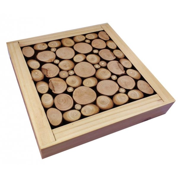 Tovaglietta in tronchetti di legno nocciola / lilla, reversibile in una tazza con decoro crackle oro