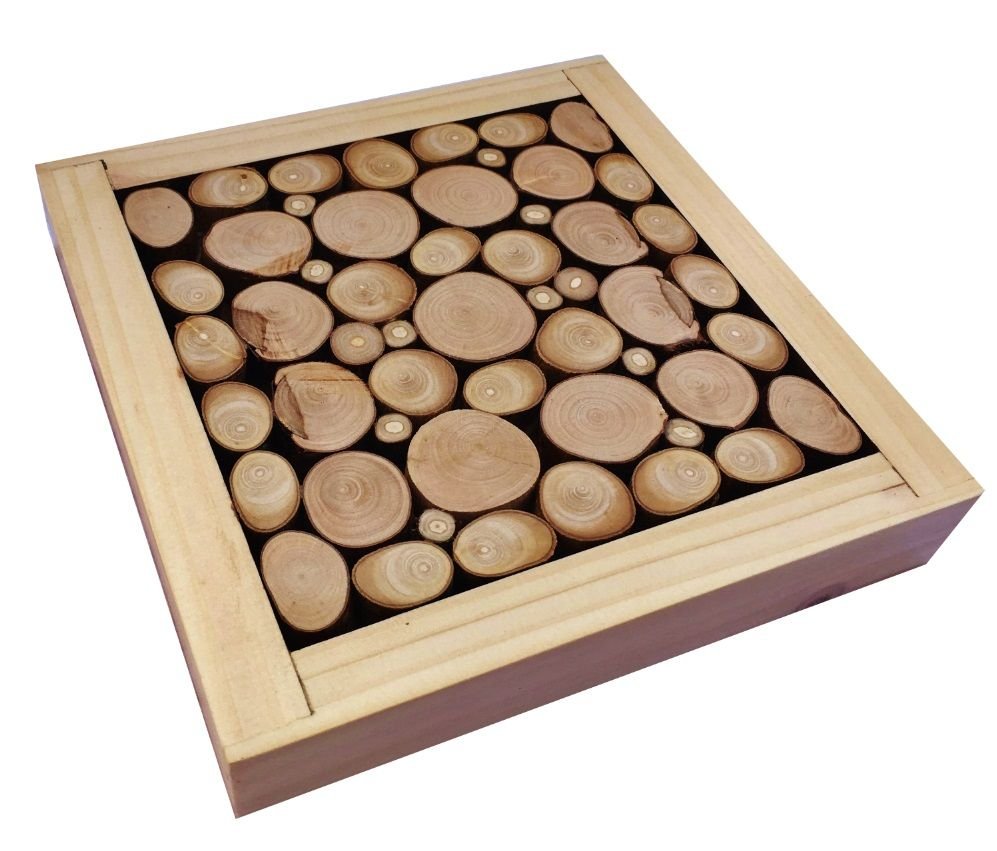 Tovaglietta in tronchetti di legno nocciola / lilla, reversibile in una tazza con decoro crackle oro