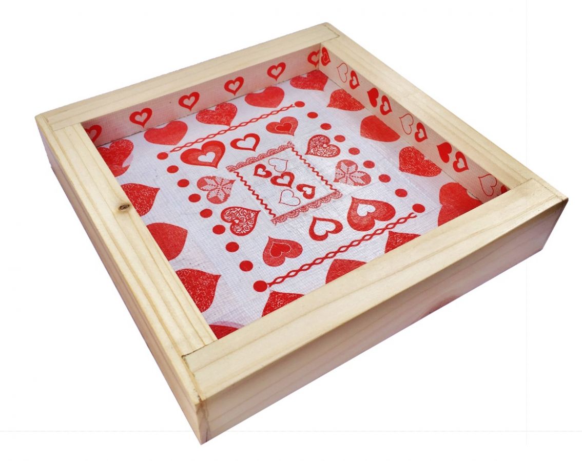 Tovaglietta in tronchi di legno di alloro/nocciola, reversibile in una tazza con decorazione jacquard a cuore