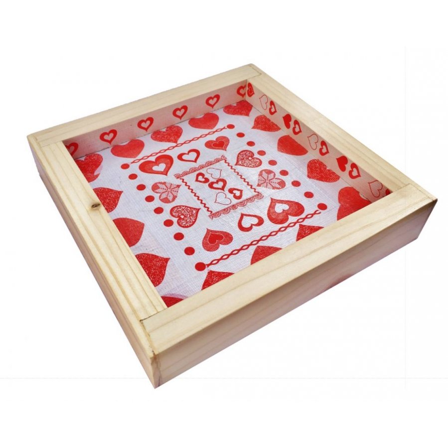 Tovaglietta in tronchi di legno di alloro/nocciola, reversibile in una tazza con decorazione jacquard a cuore