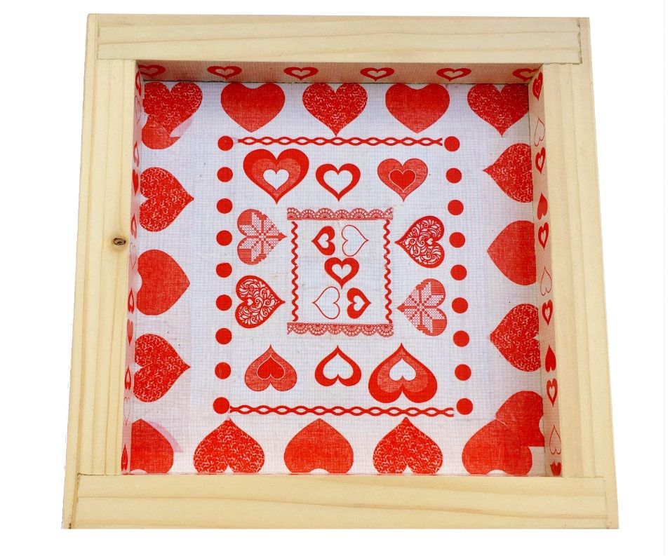 Tovaglietta in tronchi di legno di alloro/nocciola, reversibile in una tazza con decorazione jacquard a cuore