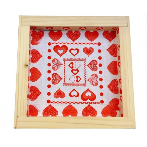 Tovaglietta in tronchi di legno di alloro/nocciola, reversibile in una tazza con decorazione jacquard a cuore