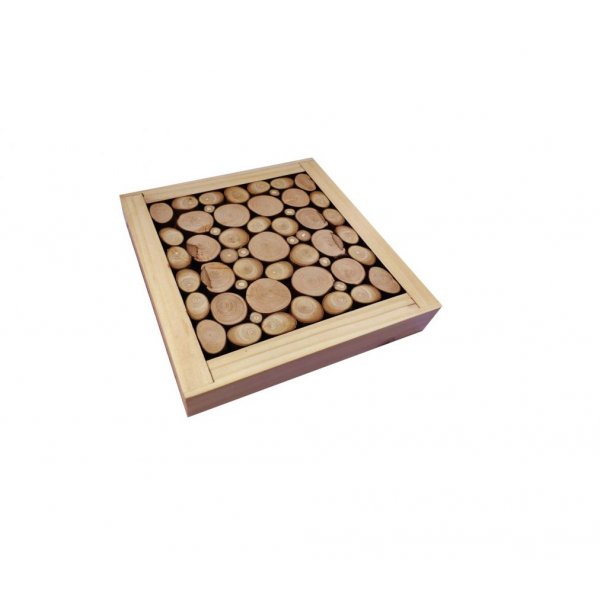 Tovaglietta in tronchetti di legno nocciola / lilla, reversibile in una tazza con decoro crackle oro