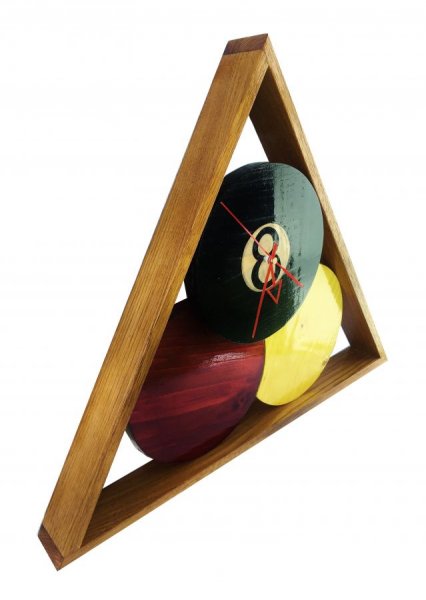 Orologio in legno massiccio di castagno e pino modello "biliardo
