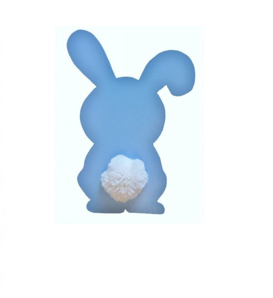 lapin bleu layette queue pompon en laine 29x20 cm gar&ccedil;on