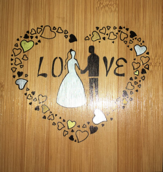 Cartello "Mari&eacute;s" (coppia di sposi) 15x15 cm