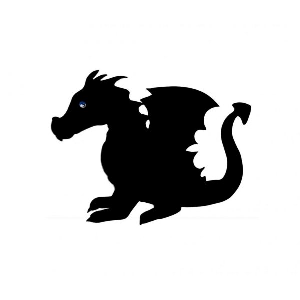 Cartello da parete o da porta in legno modello : drago bambino 40x28 cm nero