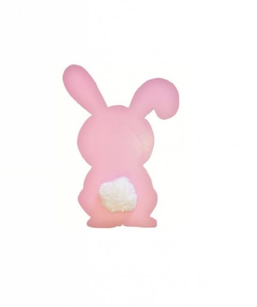 Insegna da parete o da porta in legno modello : coniglio rosa con coda a pompon in lana 29x20 cm ragazza