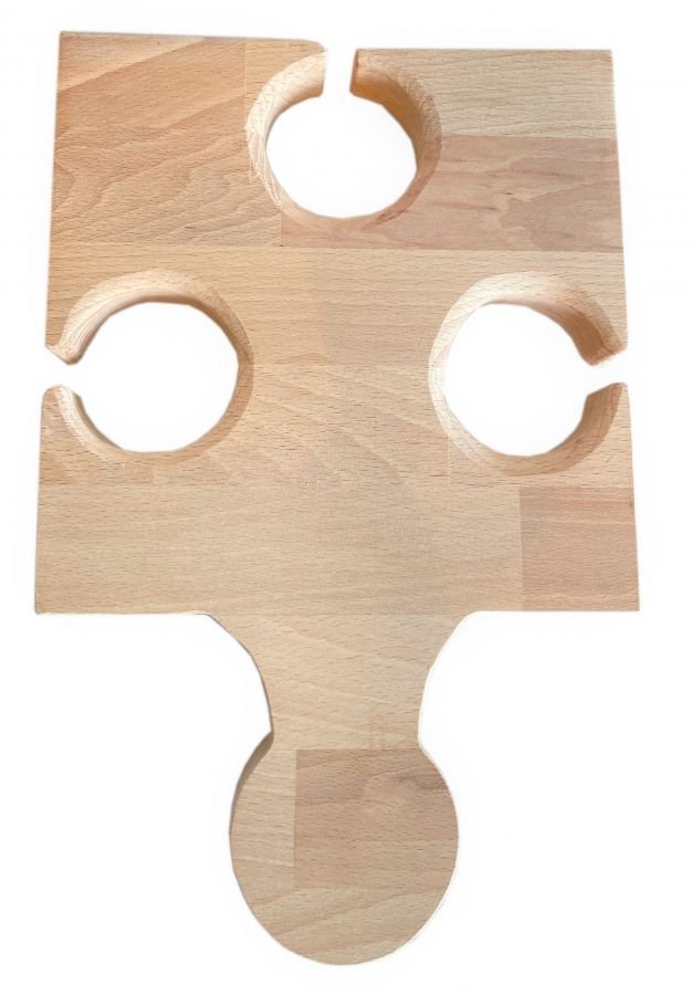 Tagliere in legno di faggio naturale Modello Fsc Puzzle Piece 3 Glass Slot