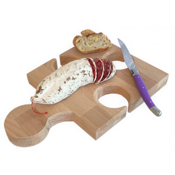 Tagliere in legno di faggio naturale Modello Fsc Puzzle Piece 3 Glass Slot
