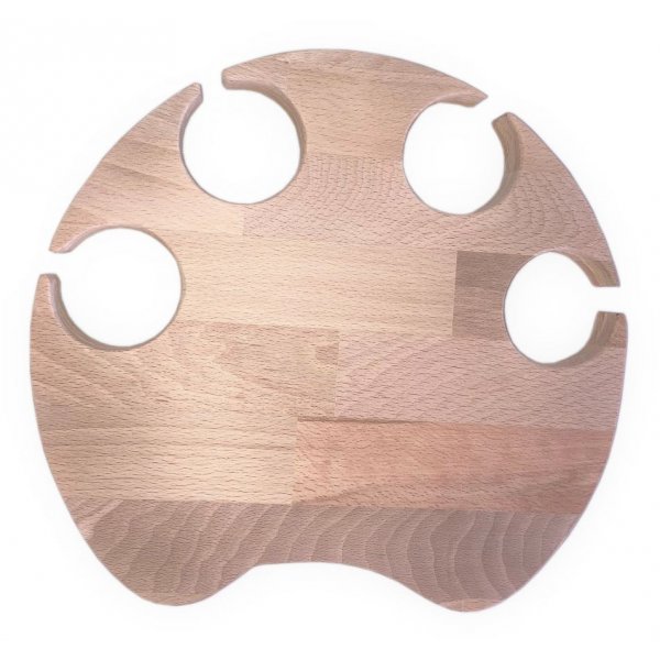 Tagliere in legno di faggio naturale FSC con modello a zampa di gatto per 4 bicchieri a stelo