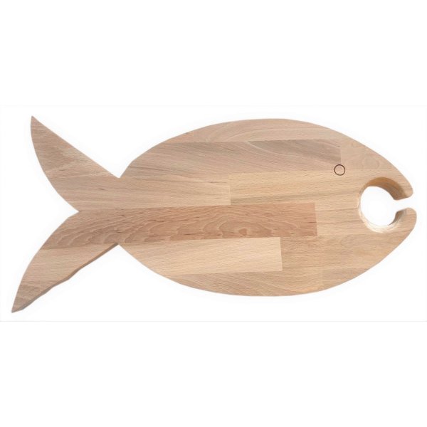 Tagliere in legno di faggio naturale FSC modello pesce 1 vetro 