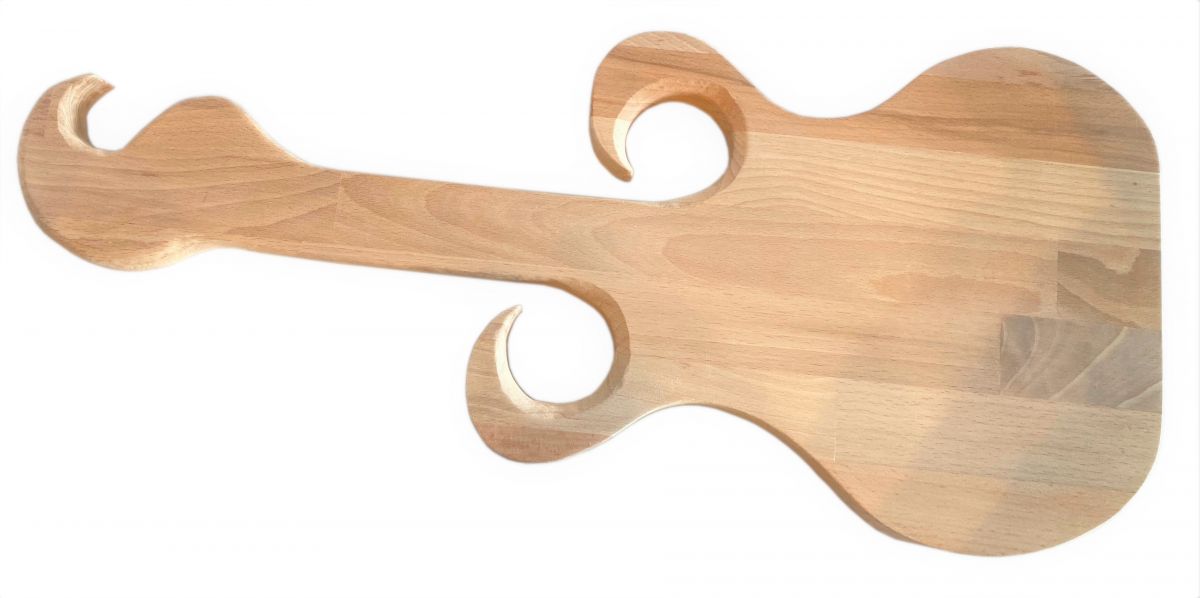 Tagliere in legno di faggio naturale FSC modello chitarra posto per 2 bicchieri