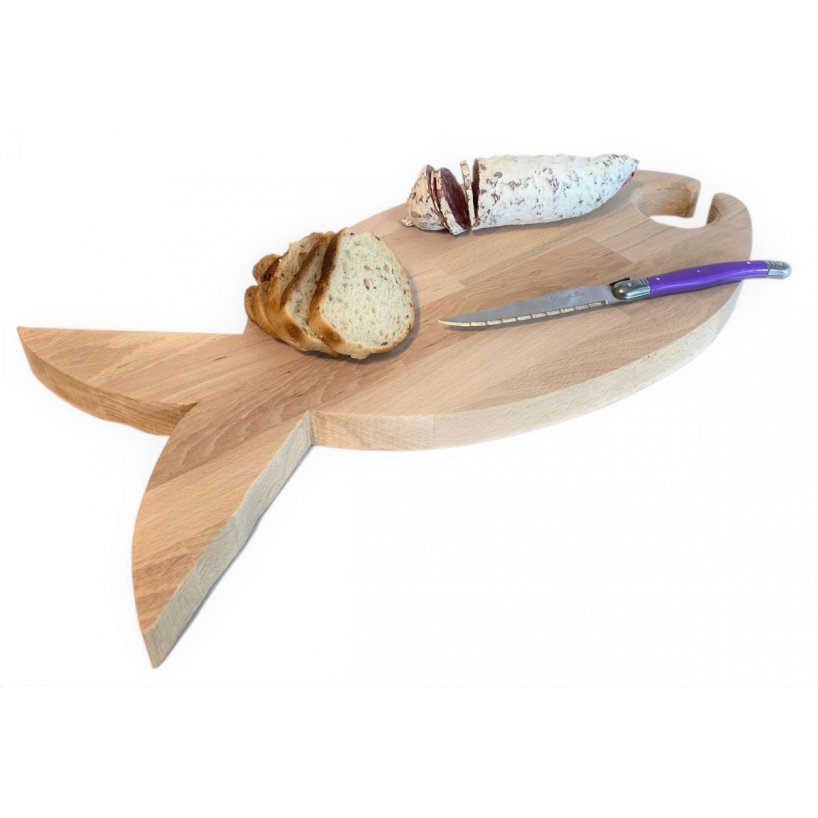 Tagliere in legno di faggio naturale FSC modello pesce 1 vetro 