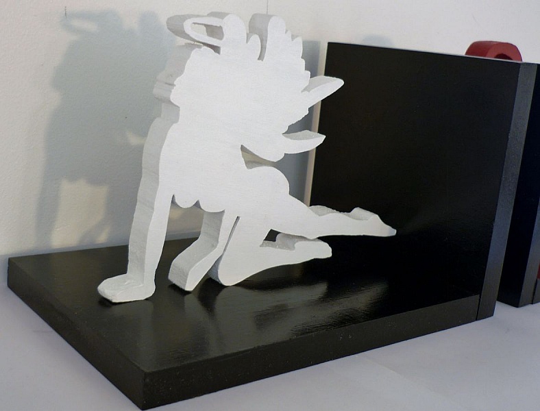 Fermalibro in legno "Angelo sexy e diavolo" moderno