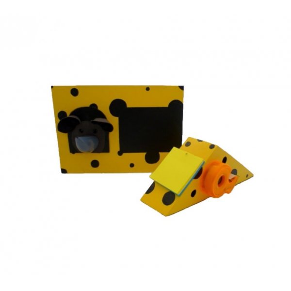 Set per il ritorno a scuola in legno: tazza per matite di topolino e appendiabiti da parete con piolo