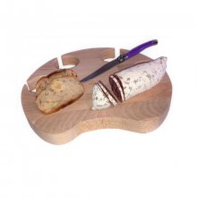 Tagliere in legno di faggio naturale FSC con modello a zampa di gatto per 4 bicchieri a stelo