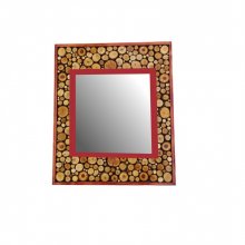 Grande specchio rettangolare in legno rosso mogano 47 x 56 cm