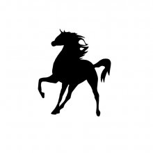 Cartello da parete o da porta in legno modello: cavallo al galoppo 37x47 cm nero