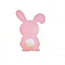 Insegna da parete o da porta in legno modello : coniglio rosa con coda a pompon in lana 29x20 cm ragazza