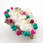 Bracciale in turchese e agata rosa fucsia