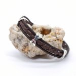 Bracciale da uomo in pelle marrone con cinturino multiplo