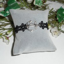 Bracciale originale con ancora e pizzo nero