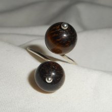 Originale anello in argento 925 con pietre di occhio di tigre marrone
