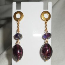 Orecchini in vetro di Murano e cristallo viola