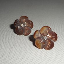Orecchini con fiore di madreperla marrone, argento 925