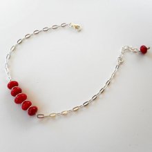 Bracciale con perle gorgoni rosse su catena d'argento 925