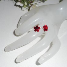 Anello doppio fiore in cristallo Swarovski rosso
