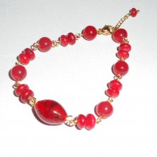 Bracciale in vetro di Murano e gorgone rosso con giada colorata