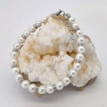Bracciale in acciaio inossidabile e perle coltivate bianche