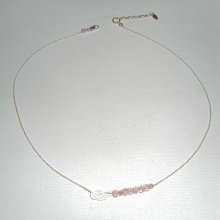 Collana girocollo in argento 925 con piccole perle di cristallo rosa e ad ala