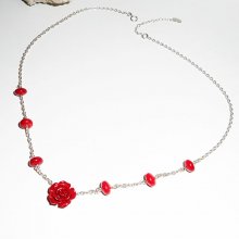 Collana di gorgonie rosa e rosse in argento 925