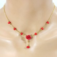 Collana di gorgonie rosa e rosse