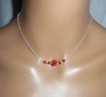 Collana rosa con gorgone rosso su catena d'argento 925