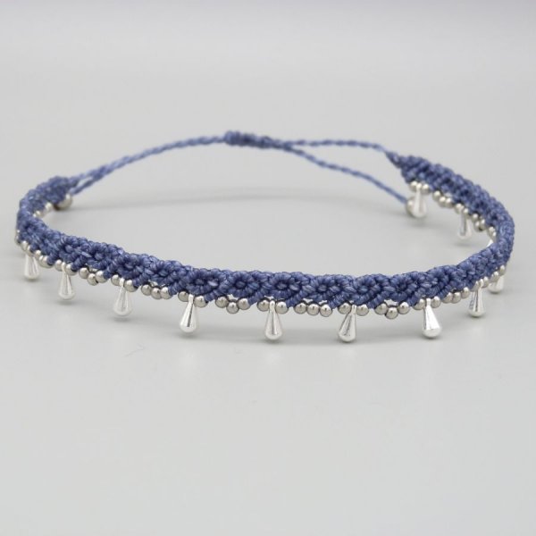 Cavigliera in micro-macram&egrave; blu anatra