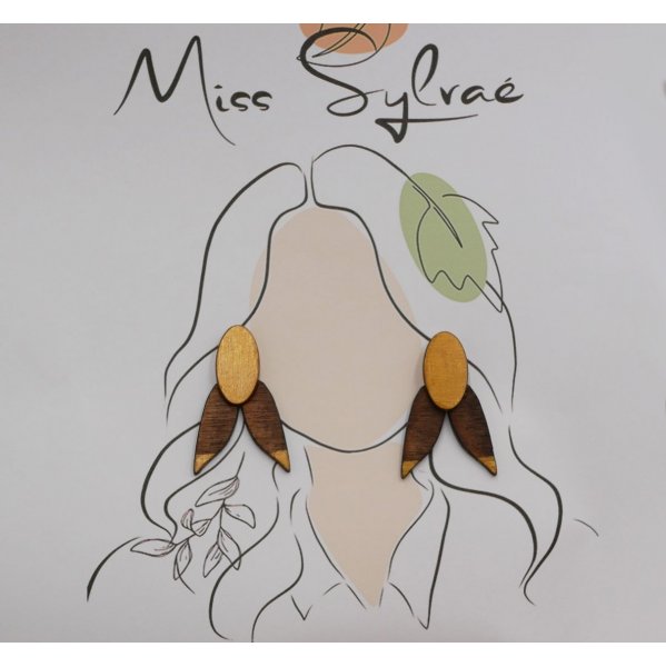 Orecchini a forma di cicala in legno di noce e dorato 