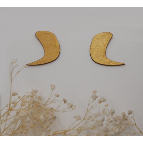 Orecchini grafici in legno placcato oro
