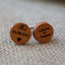 Gemelli in legno Cherry round da incidere 18 mm